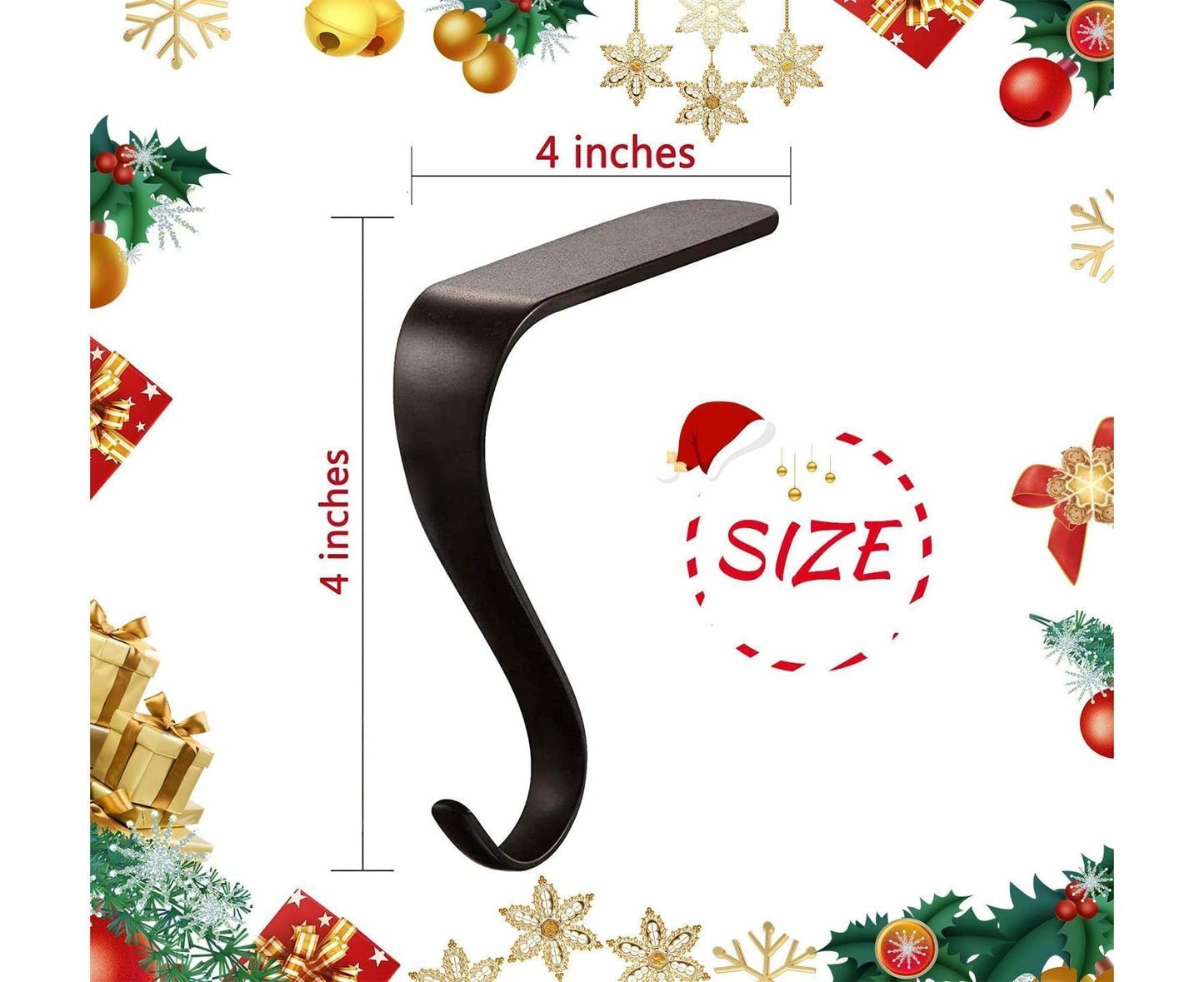 Christmas Stocking Holders Metal Fireplace Stocking Hook Garland Mantle Hook For Christmas Decoration (4 Pack) V1263-JX-1673