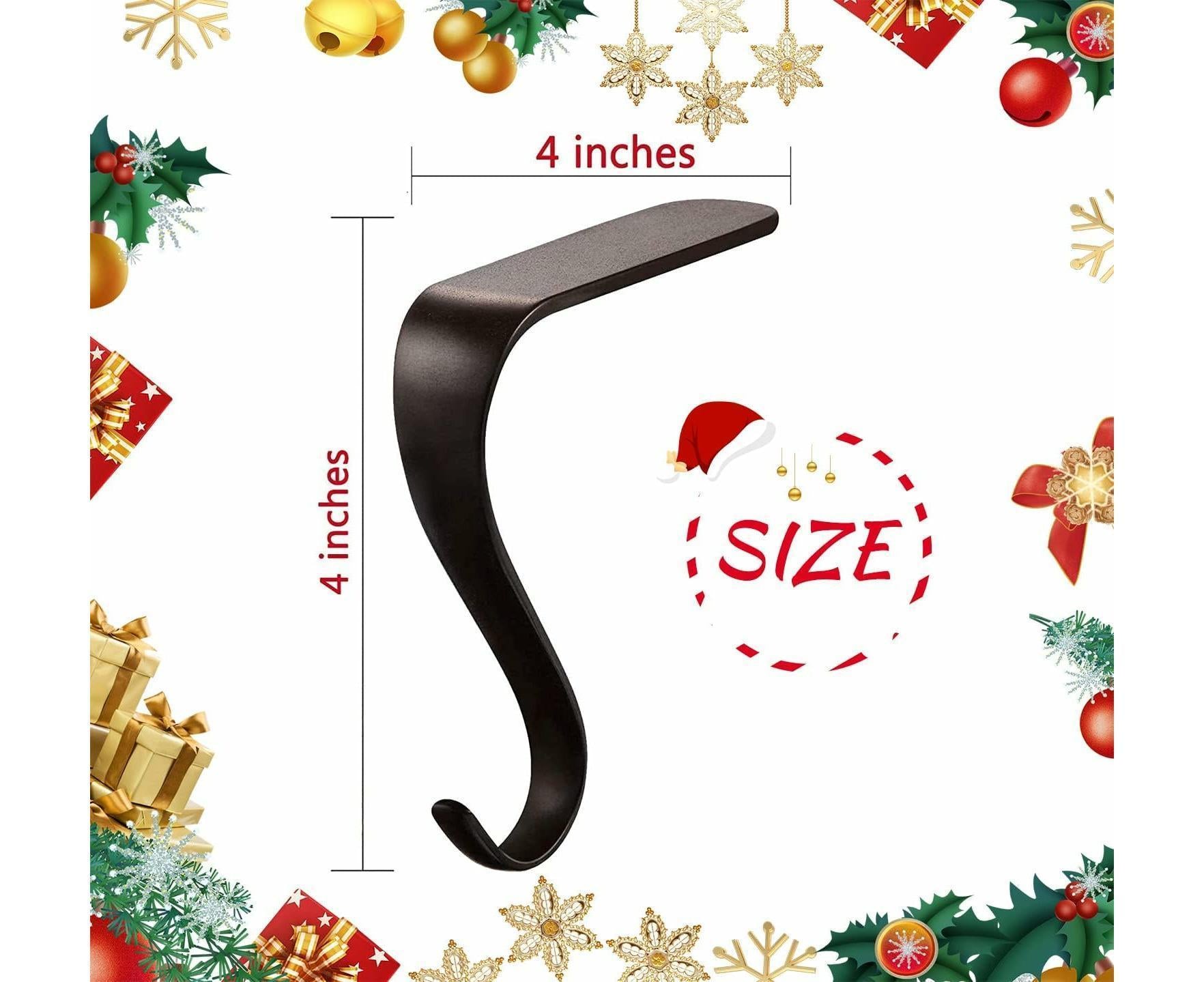 Christmas Stocking Holders Metal Fireplace Stocking Hook Garland Mantle Hook For Christmas Decoration (4 Pack) V1263-JX-1673