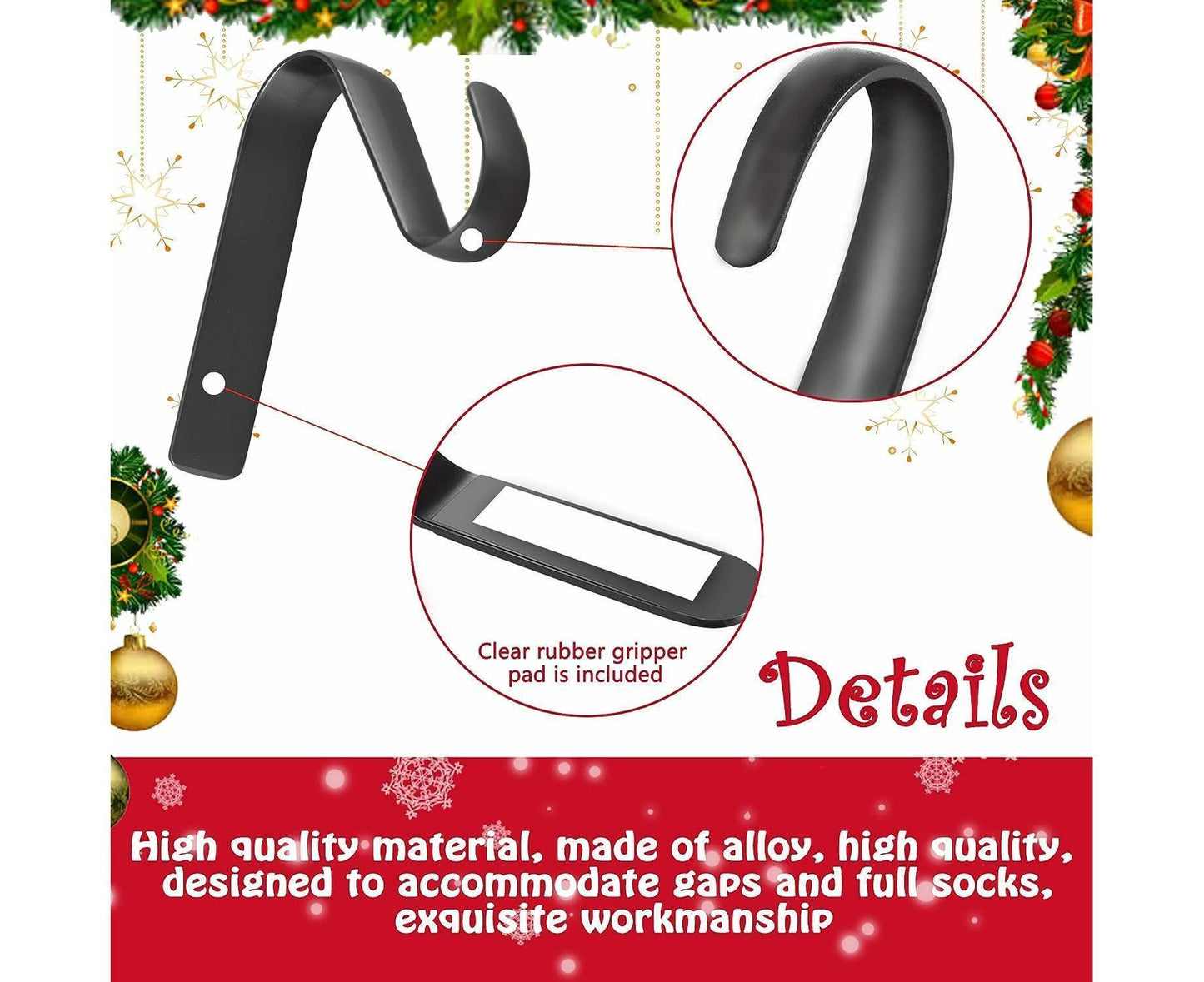 Christmas Stocking Holders Metal Fireplace Stocking Hook Garland Mantle Hook For Christmas Decoration (4 Pack) V1263-JX-1673