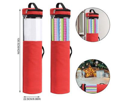 Christmas tree storage bag gift wrapping paper storage bag Christmas cylindrical storage bag Red V1263-JX-1677