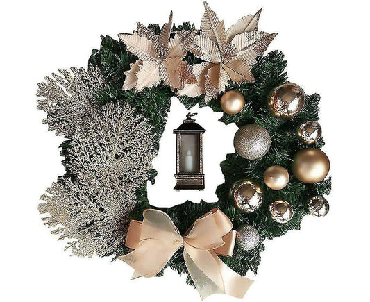 Christmas Wreath Artificial Flowers Champagne 25cm Christmas Wreaths Christmas Fireplace Wreath For Christmas V1263-JX-1678