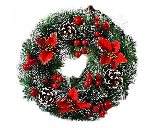 Christmas Wreath, Door Wreath Christmas Christmas Decoration Wreath Christmas Garland with Balls Handmade V1263-JX-1686