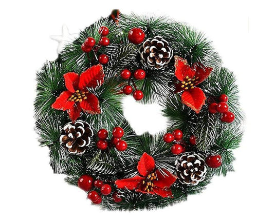 Christmas Wreath, Door Wreath Christmas Christmas Decoration Wreath Christmas Garland with Balls Handmade V1263-JX-1686