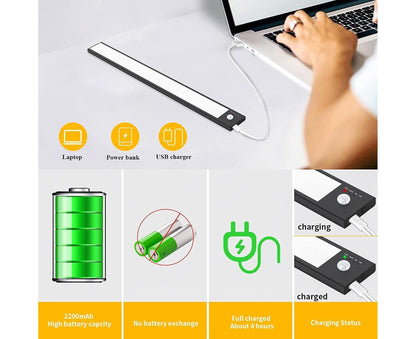 LED Closet Light with Motion Sensor, 12 Inch Dimmable Rechargeable LED Under Kitchen Cabinet Light V1263-JX-1707