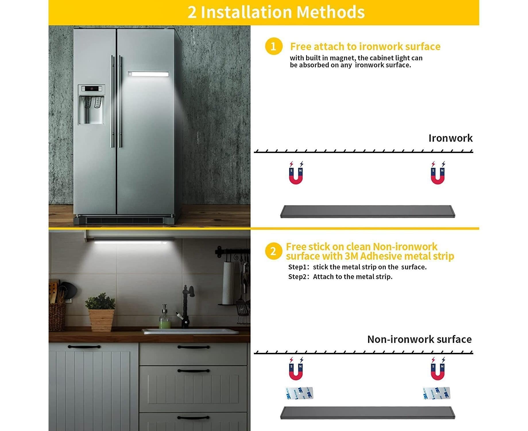 LED Closet Light with Motion Sensor, 12 Inch Dimmable Rechargeable LED Under Kitchen Cabinet Light V1263-JX-1707