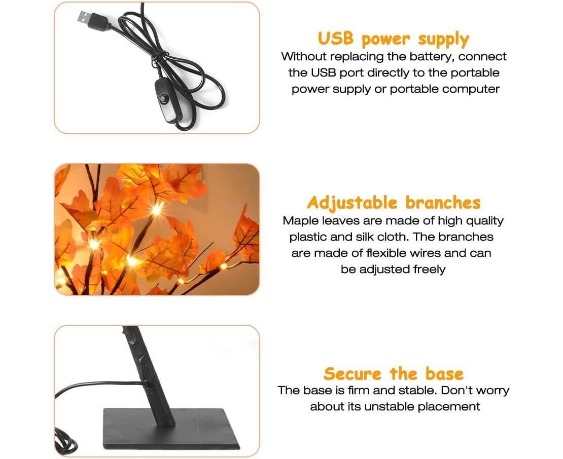 Night Lights -24 Led Lights Maple Leaf Tree Lights V1263-JX-1709