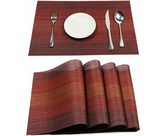 Placemats Set Of 6 For Dining Table Washable Woven Vinyl Placemats Non-Slip Heat Resistant Kitchen Table Mats V1263-JX-1715
