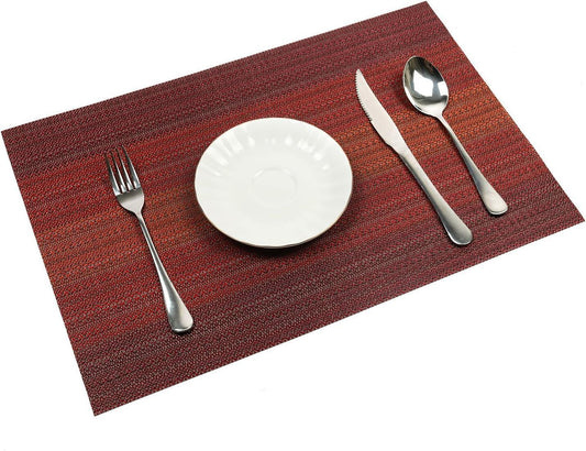 Placemats Set Of 6 For Dining Table Washable Woven Vinyl Placemats Non-Slip Heat Resistant Kitchen Table Mats V1263-JX-1715
