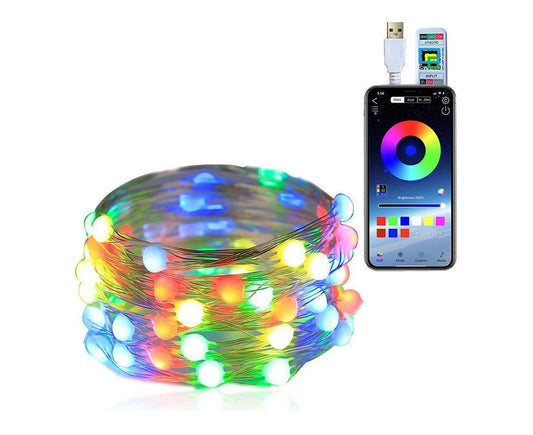 Smart String Lights RGB Color Changing Lights String APP Control For Bedroom Party Christmas Wall Decoration V1263-JX-1721
