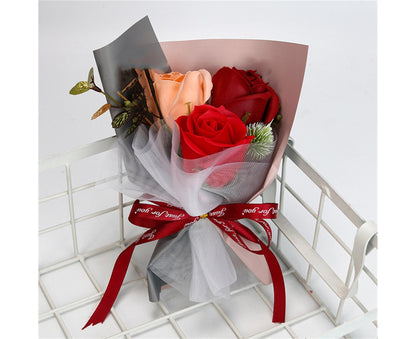 Soap Rose Flower Exquisite Vivid Nice-looking Scented Rose Soap Petals Body Soap for Valentine's Day - Red V1263-JX-1722