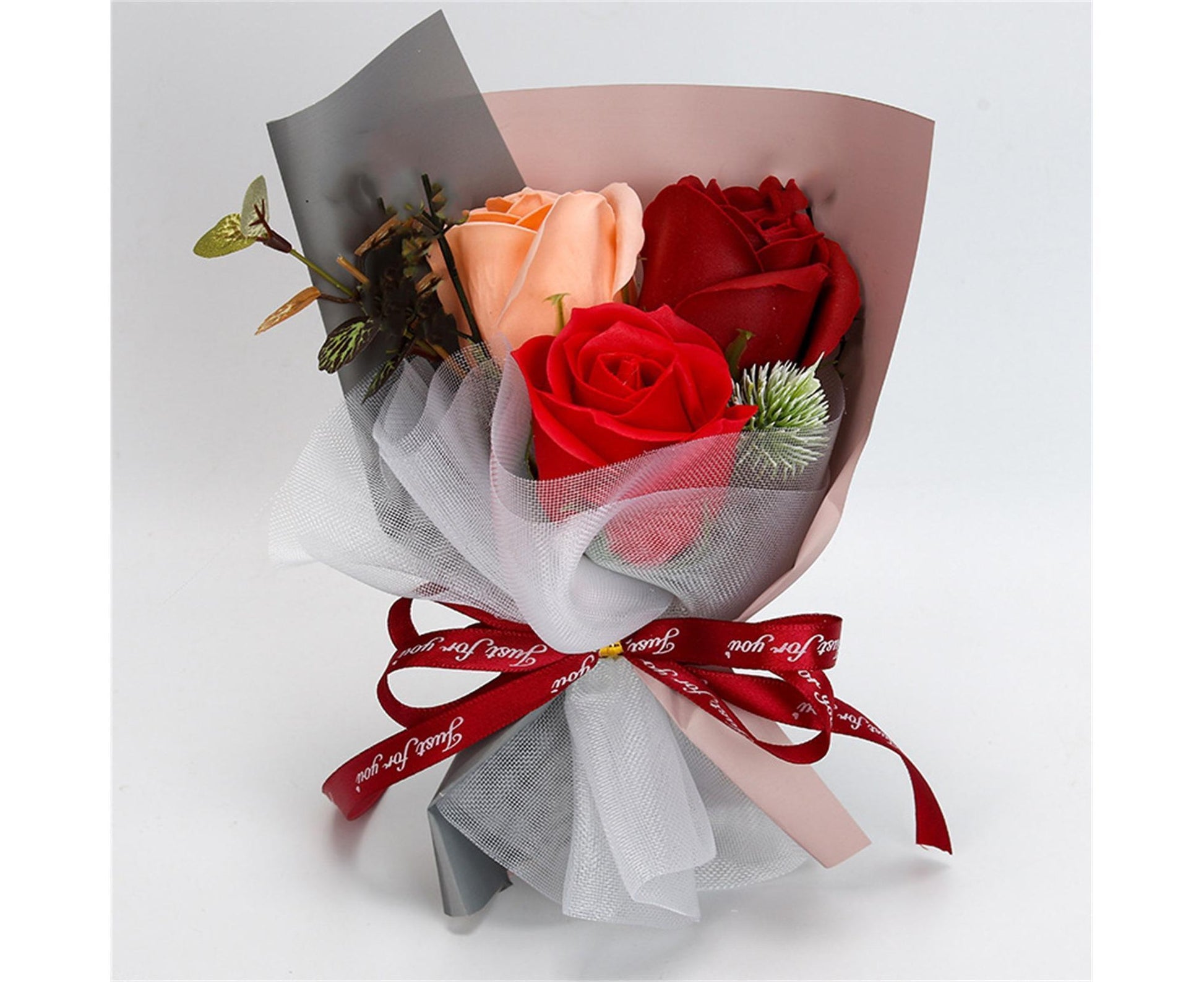 Soap Rose Flower Exquisite Vivid Nice-looking Scented Rose Soap Petals Body Soap for Valentine's Day - Red V1263-JX-1722