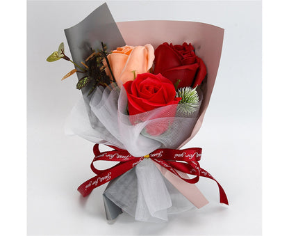 Soap Rose Flower Exquisite Vivid Nice-looking Scented Rose Soap Petals Body Soap for Valentine's Day - Red V1263-JX-1722