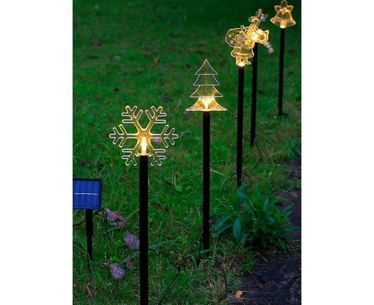 Solar Christmas Garden Stake Lights, 5-point Star, Snowflake, Tree Bell, Reindeer LED Outdoor Decorative V1263-JX-1723