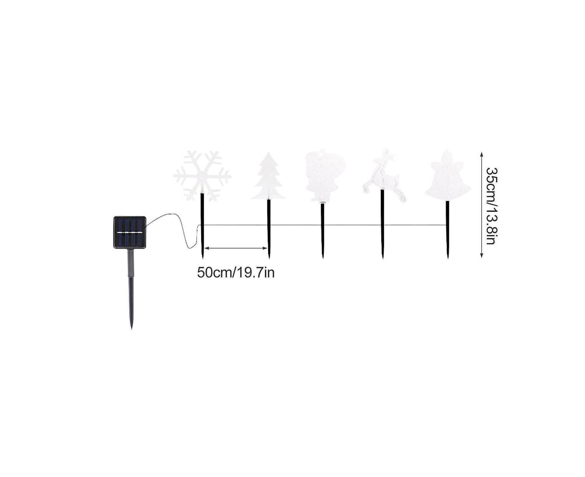 Solar Christmas Garden Stake Lights, 5-point Star, Snowflake, Tree Bell, Reindeer LED Outdoor Decorative V1263-JX-1723