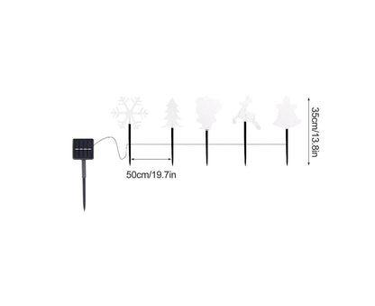 Solar Christmas Garden Stake Lights, 5-point Star, Snowflake, Tree Bell, Reindeer LED Outdoor Decorative V1263-JX-1723
