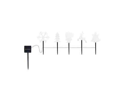 Solar Christmas Garden Stake Lights, 5-point Star, Snowflake, Tree Bell, Reindeer LED Outdoor Decorative V1263-JX-1723