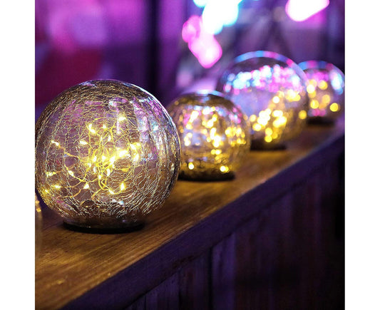 Solar Garden Light - Crack Glass Ball Lights Solar Lights Outdoor Garden Decorative Walkway Solar Lights for V1263-JX-1724