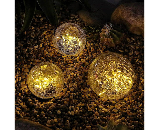 Solar Garden Light - Crack Glass Ball Lights Solar Lights Outdoor Garden Decorative Walkway Solar Lights for V1263-JX-1724