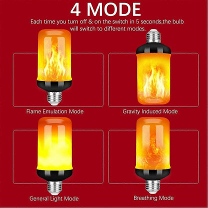 2pcs LED Flame Effect Fire Light Bulb Upgraded 4 Modes Flickering Fire Christmas Decorations Lights V1263-JX-1737