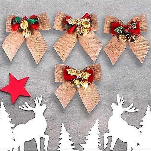 8cm Christmas Bow Bells, Hessian Scottish Knot, Christmas Tree Ornaments, Christmas Tree Ornaments V1263-JX-1743