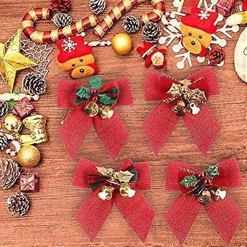 8cm Christmas Bow Bells, Hessian Scottish Knot, Christmas Tree Ornaments, Christmas Tree Ornaments V1263-JX-1743