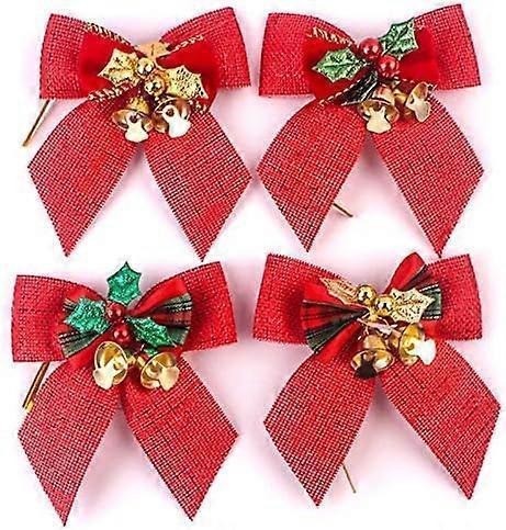 8cm Christmas Bow Bells, Hessian Scottish Knot, Christmas Tree Ornaments, Christmas Tree Ornaments V1263-JX-1743