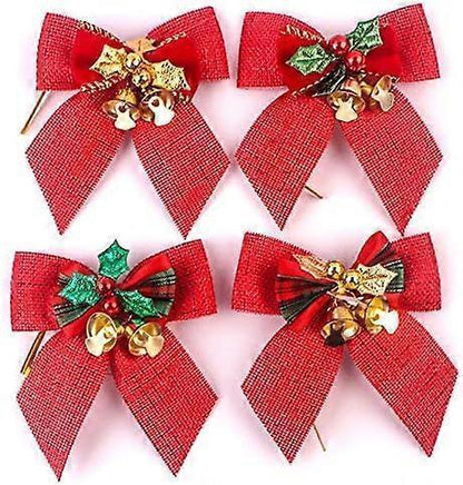 8cm Christmas Bow Bells, Hessian Scottish Knot, Christmas Tree Ornaments, Christmas Tree Ornaments V1263-JX-1743