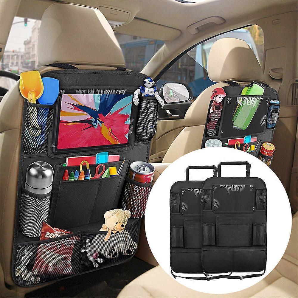 Car Back Organizer with Touch Screen Tablet Holder + 9 Storage Pockets Kick Mats Back Protectors Great Travel V1263-JX-1746