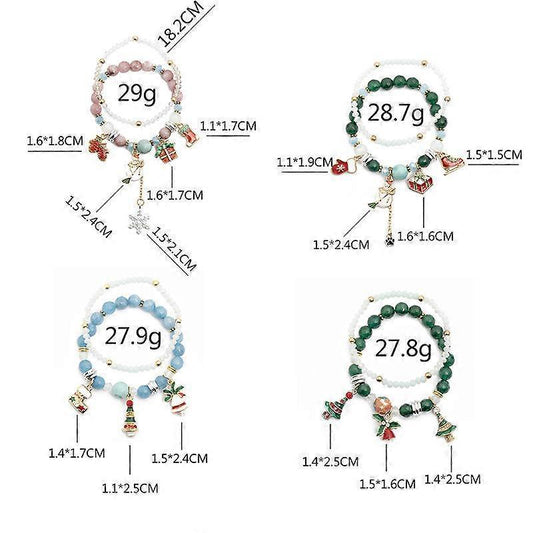 Christmas Charms for Women Adjustable Stretch Bracelet Christmas Tree Santa Snowman Jewelry 2pcs V1263-JX-1751