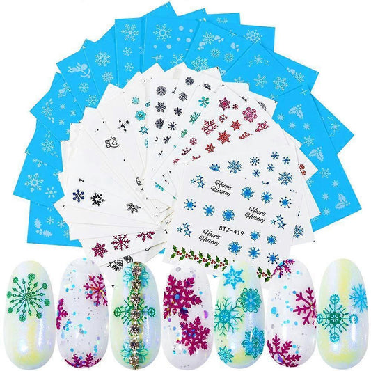 Christmas Nail Sticker New Year Water Decals Christmas Decoration Patch Watermark Nail Art Decoration V1263-JX-1757