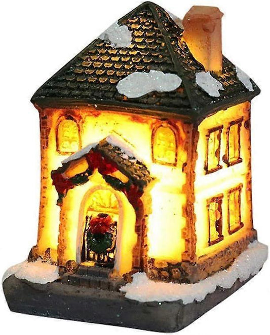 Christmas Scene Village Houses LED Christmas Decorations Resin Snow House with Warm White Light Battery V1263-JX-1758
