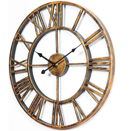 Decor Wall Clock European Retro Clock with Large Numerals Indoor Silent Battery Operated Metal Clock V1263-JX-1766
