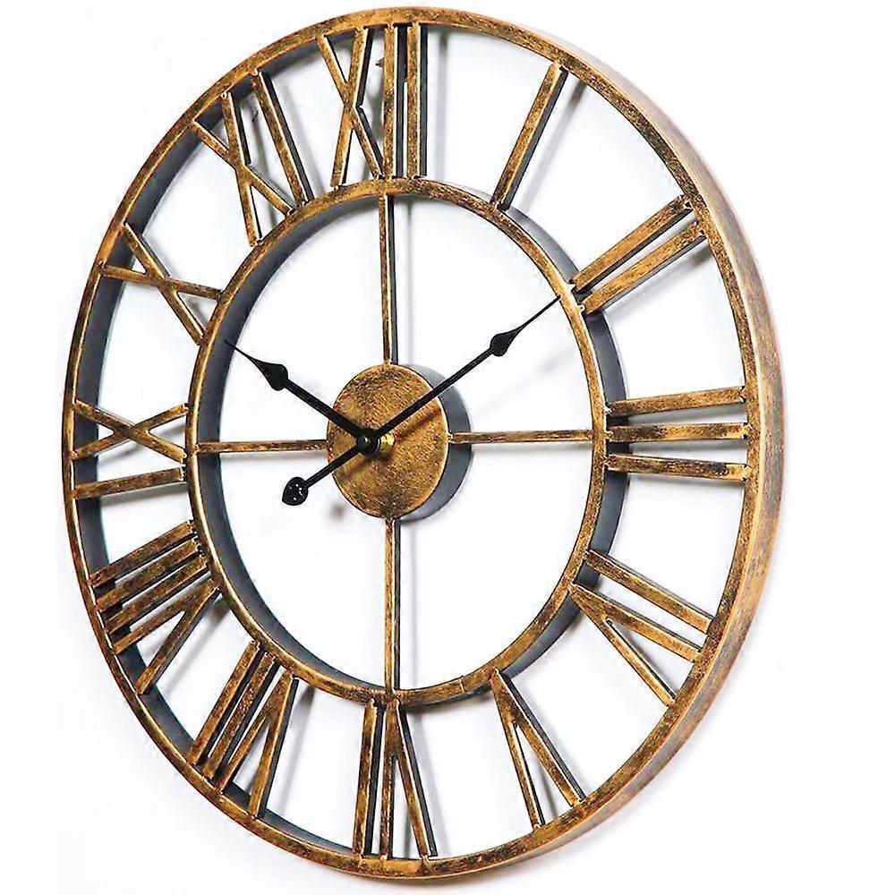 Decor Wall Clock European Retro Clock with Large Numerals Indoor Silent Battery Operated Metal Clock V1263-JX-1766