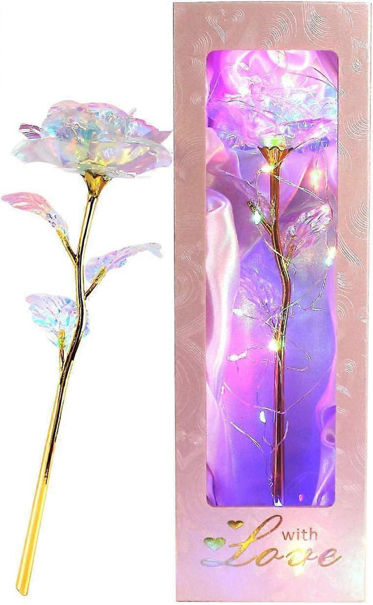 Colorful Galaxy Rose Women's Gift Birthday Gifts Gold Rose Gifts 24K Golden Foil Roses with LED Decor Gifts V1263-JX-1815