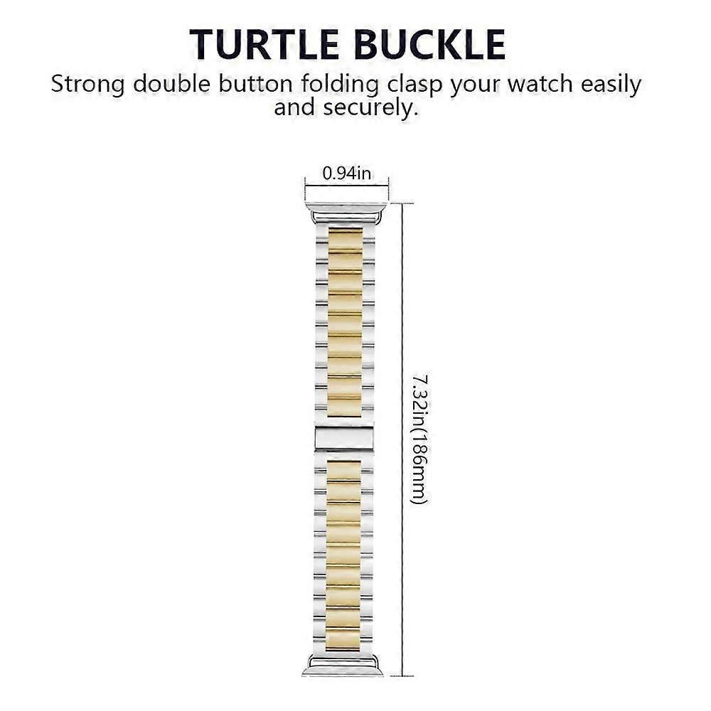 Compatible with Apple Watch Band Replacement Stainless Steel Metal Band-middle gold38-40mm V1263-JX-1816