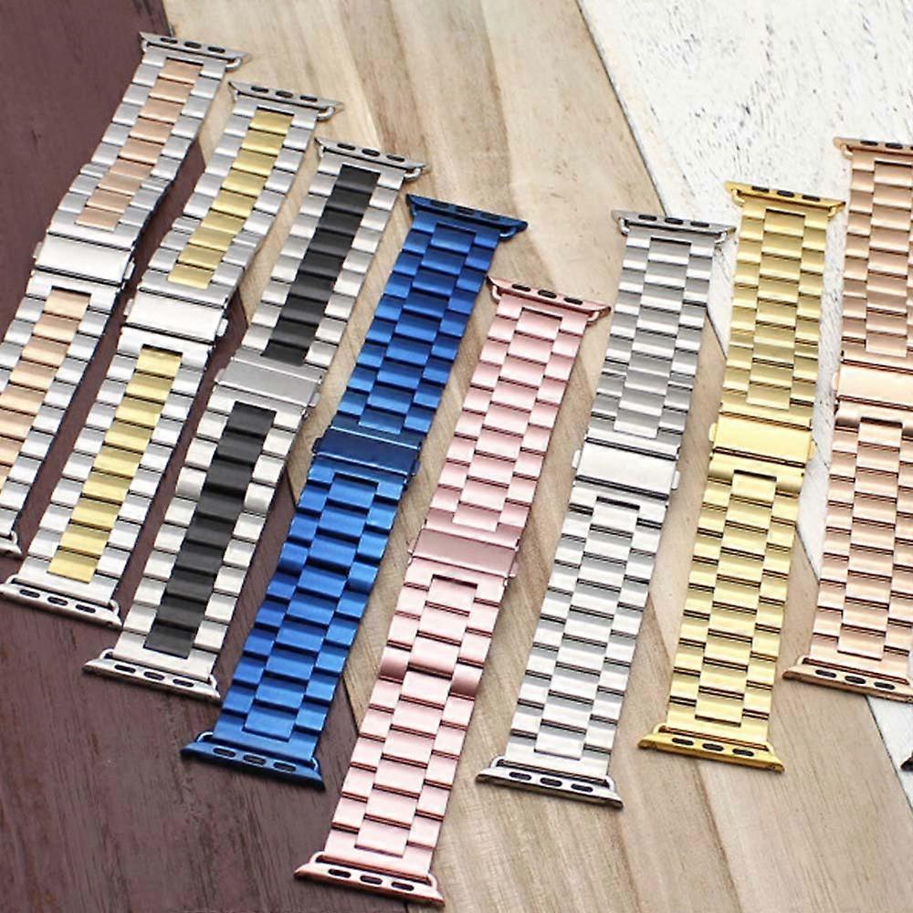 Compatible with Apple Watch Band Replacement Stainless Steel Metal Band-middle gold38-40mm V1263-JX-1816