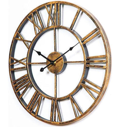 Decor Wall Clock European Retro Clock with Large Numerals Indoor Silent Battery Operated Metal Clock V1263-JX-1819