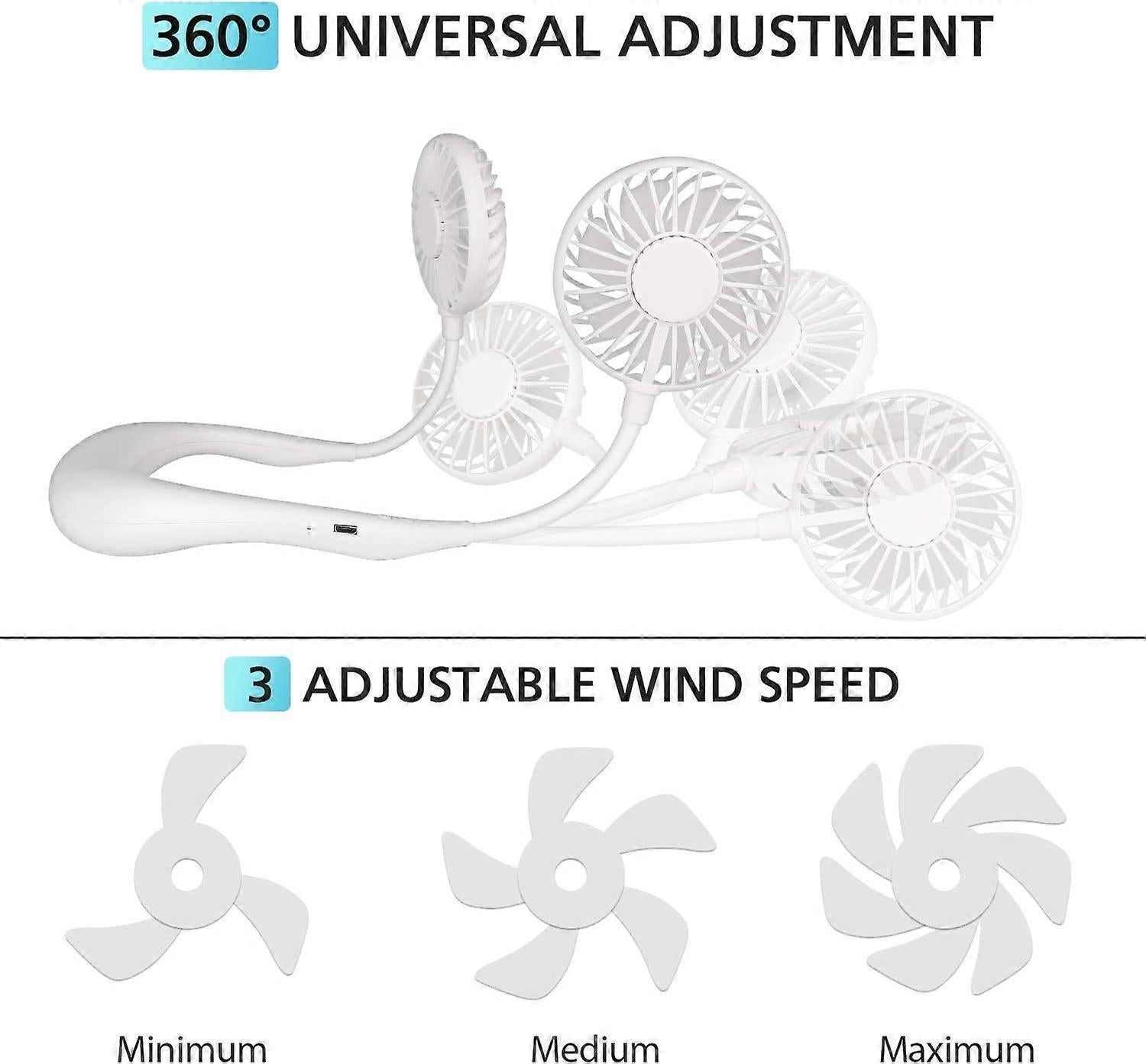 Hanging Neck Aromatherapy Fan Portable 3000mAh Battery Rechargeable Mini USB Personal Fan-White V1263-JX-1825