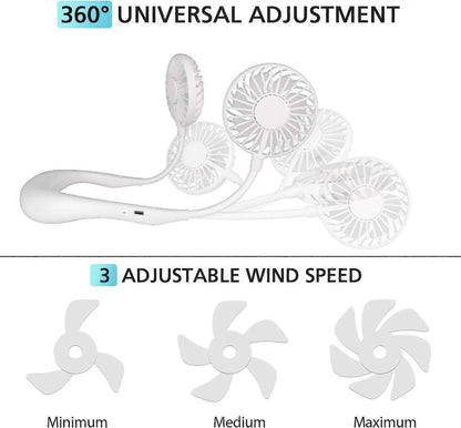 Hanging Neck Aromatherapy Fan Portable 3000mAh Battery Rechargeable Mini USB Personal Fan-White V1263-JX-1825