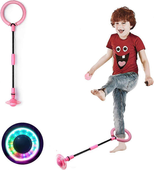 Babies Foldable Ankle Skip Ball Flash Jump Colorful Sports Swing Ball Fitness Jump Rope Fat Burning Game Pink V1263-JX-1834