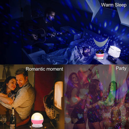 Babies Night Light Moon Star Projector - USB Cable 360 Degree Rotation Romantic Night Lighting LED Night V1263-JX-1835