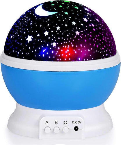 Babies Night Light Moon Star Projector - USB Cable 360 Degree Rotation Romantic Night Lighting LED Night V1263-JX-1835
