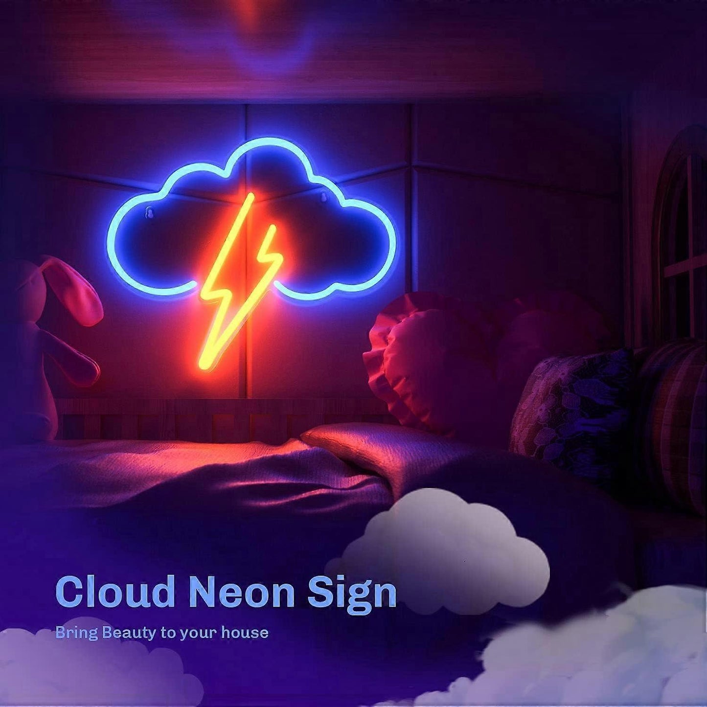 Neon Sign Acrylic Cloud Neon Battery or USB Powered Neon LED Wall Decor Neon Sign for Bedroom V1263-JX-1845