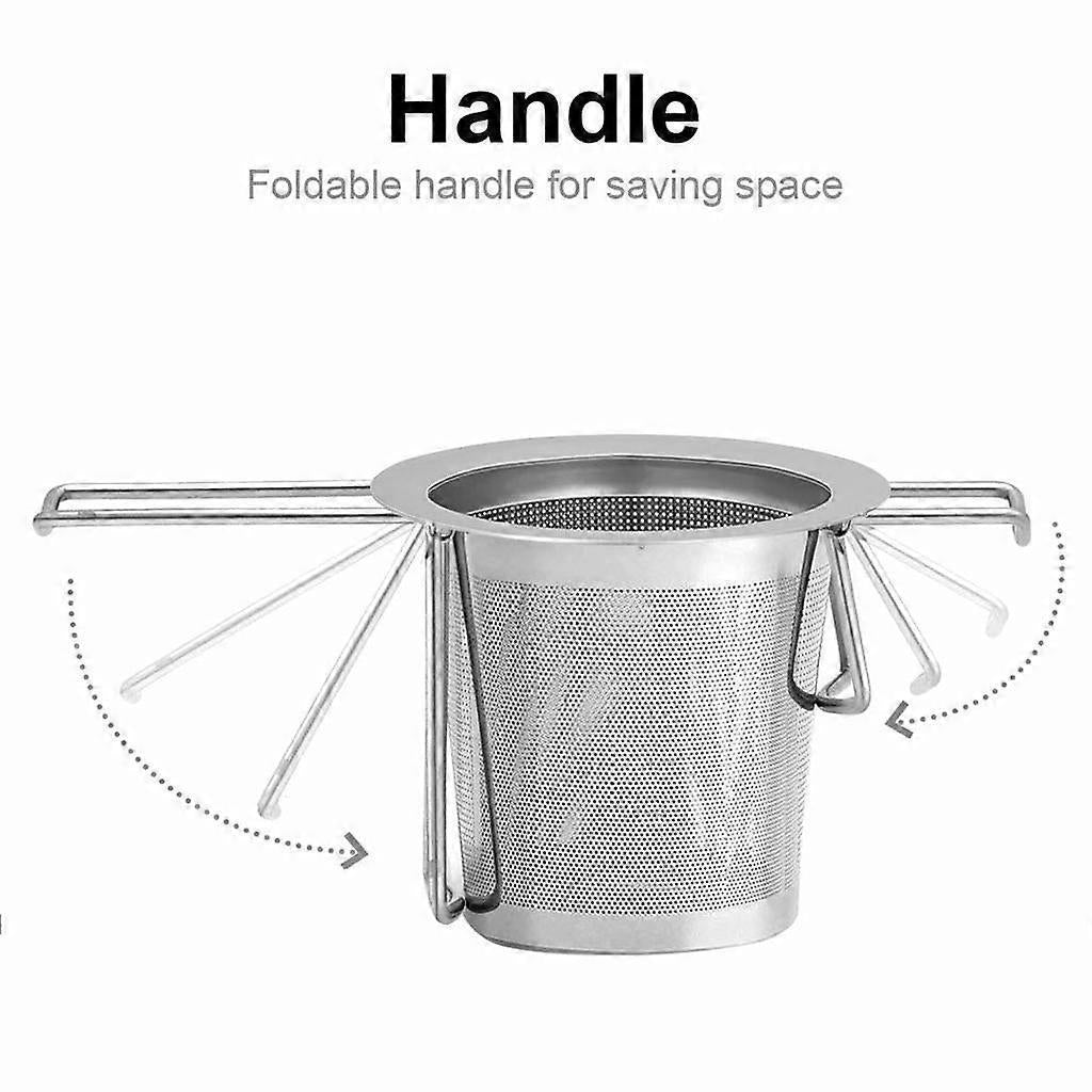 Tea Strainer Tea Filter Made of 304 Stainless Steel with Foldable Handle Design Reusable Extra Fine Mesh V1263-JX-1859