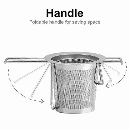 Tea Strainer Tea Filter Made of 304 Stainless Steel with Foldable Handle Design Reusable Extra Fine Mesh V1263-JX-1859