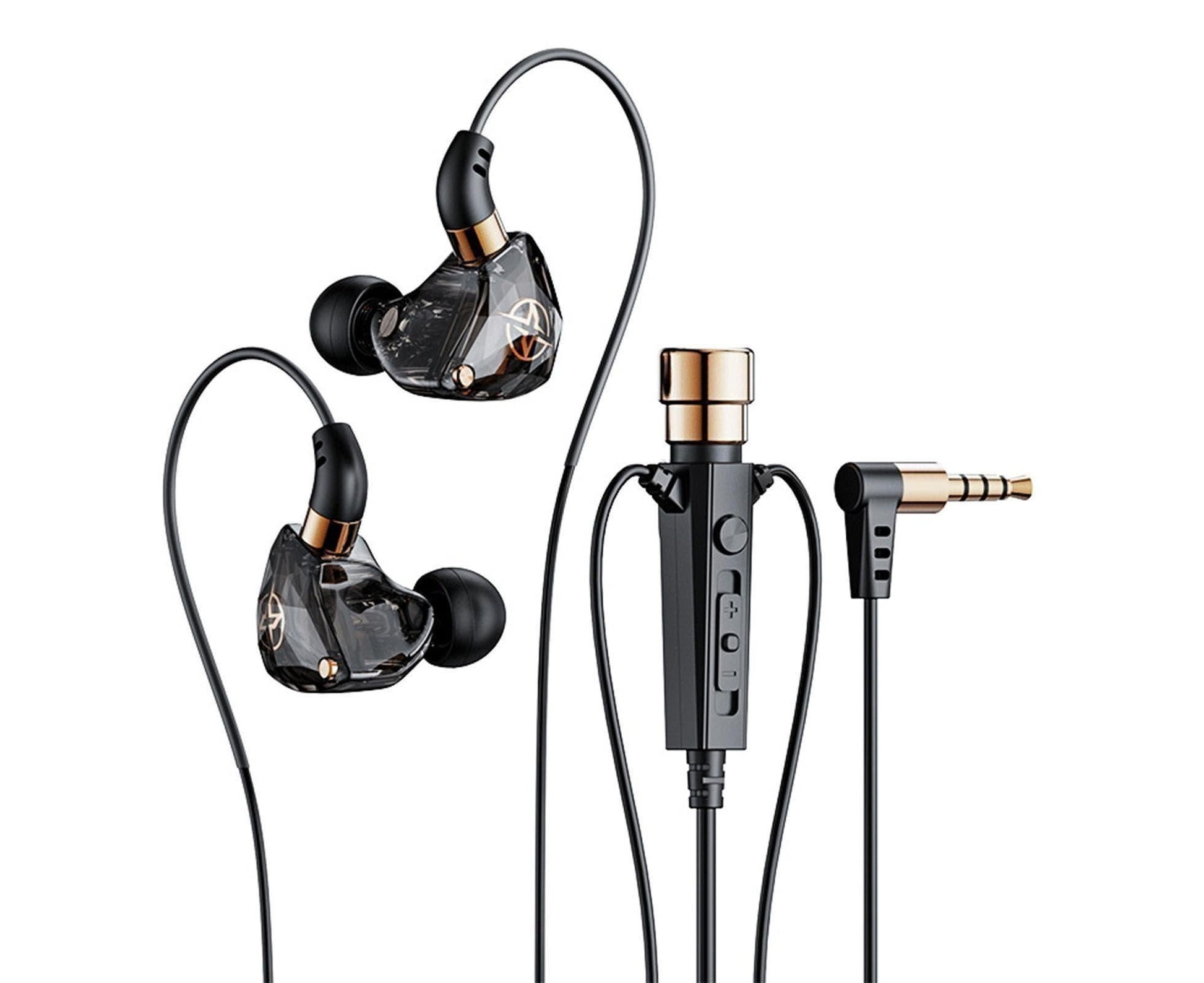 Wired Earphone Noise Reduction 3.5mm for Gaming/Karaoke-Black V1263-JX-186