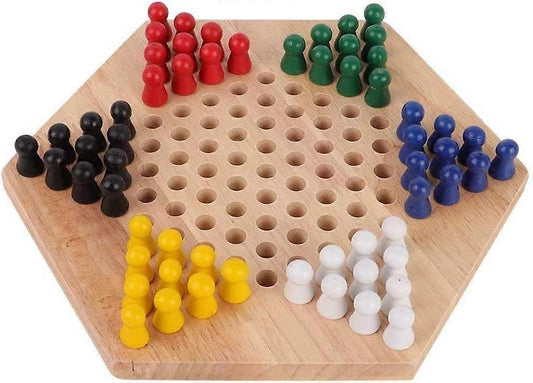 Chinese Checkers Wooden Building Board Games for babies Classic Set Halma Halma Family Strategy Pieces V1263-JX-1862