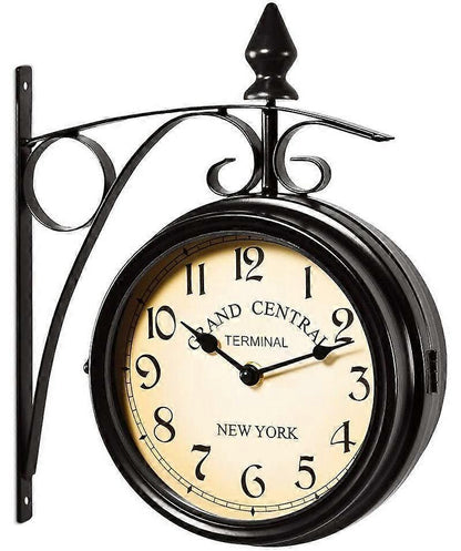 Wall Clock Wrought Iron Garden Clock Station Clock 2-sided Handmade Grand Central Terminal New York V1263-JX-1864