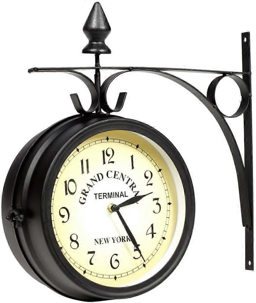 Wall Clock Wrought Iron Garden Clock Station Clock 2-sided Handmade Grand Central Terminal New York V1263-JX-1864