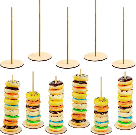 Wooden Donut Stand, Removable Donut Holder, Party Supplies for Wedding, Birthday (Round Style) V1263-JX-1869